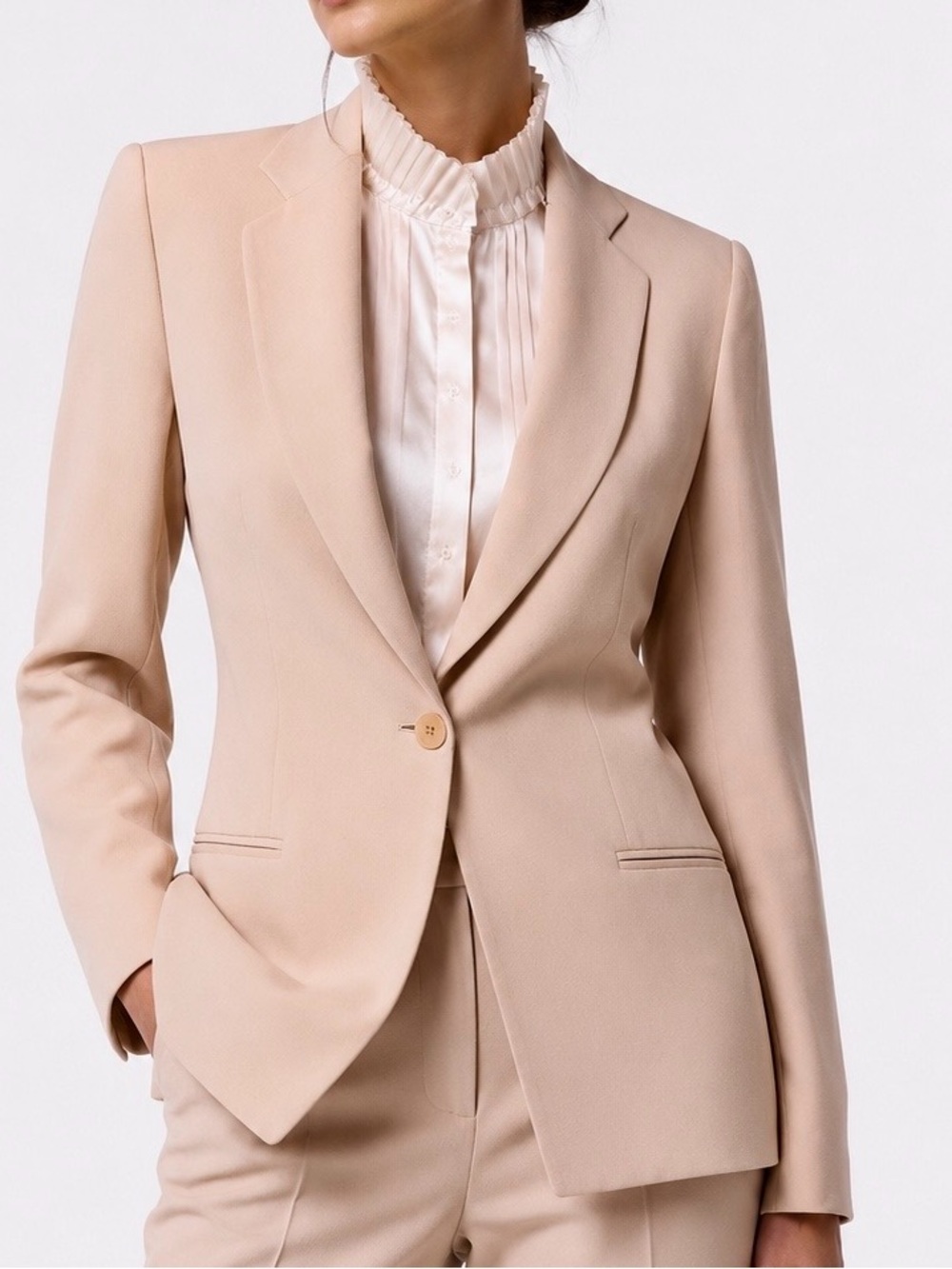 GIORGIO ARMANI Double Breasted Tan Beige Women's Blazer Tailored Jacket Coat
